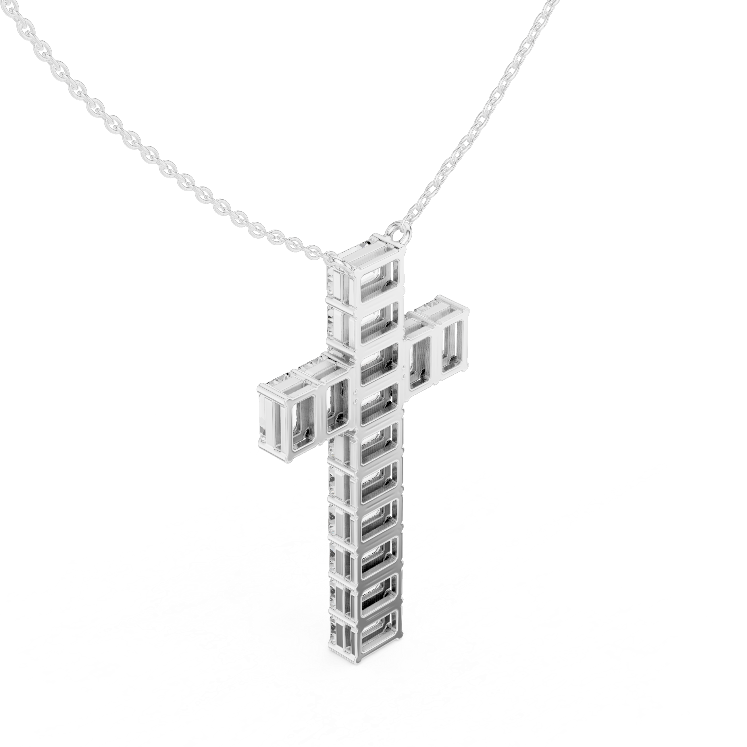 Elegant 0.5-Carat Emerald-Cut VVS Moissanite Diamond Cross Pendant