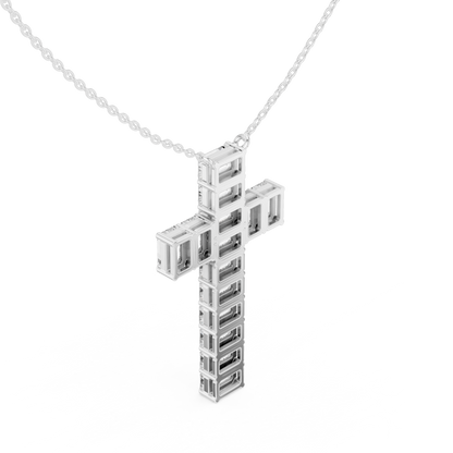 Elegant 0.5-Carat Emerald-Cut VVS Moissanite Diamond Cross Pendant