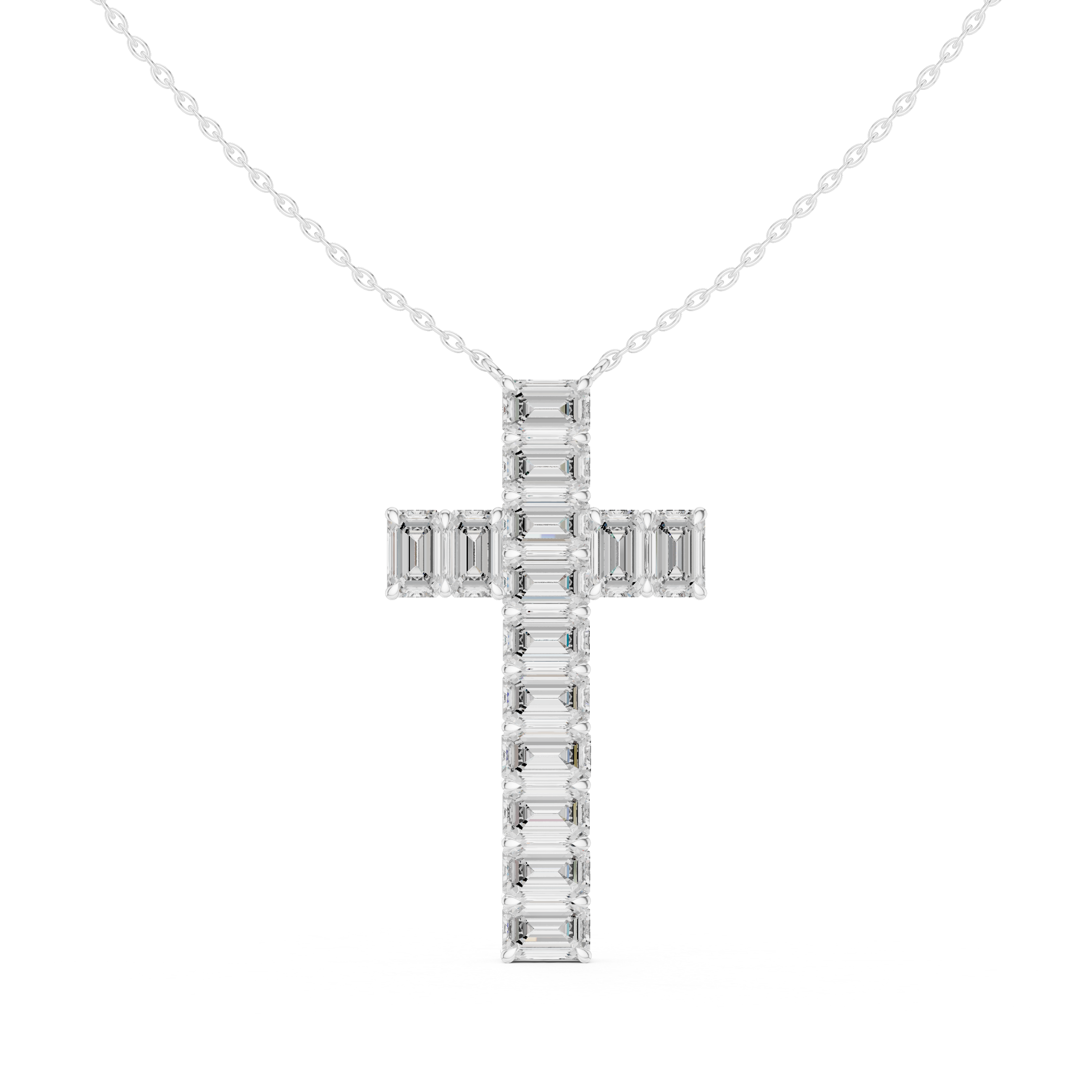 Elegant 0.5-Carat Emerald-Cut VVS Moissanite Diamond Cross Pendant