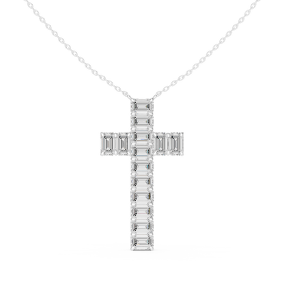 Elegant 0.5-Carat Emerald-Cut VVS Moissanite Diamond Cross Pendant