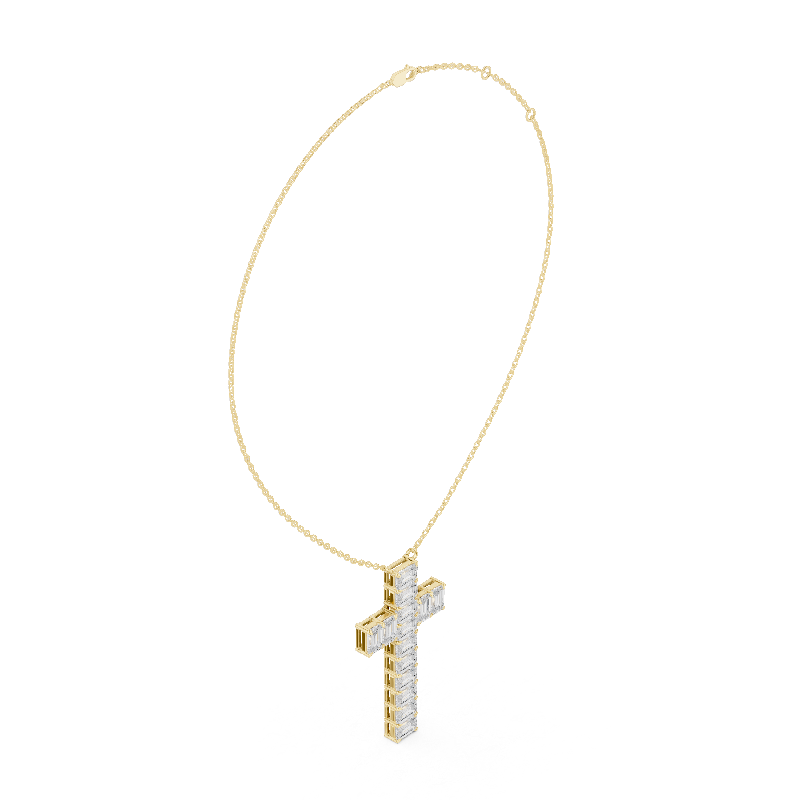 Elegant 0.5-Carat Emerald-Cut VVS Moissanite Diamond Cross Pendant