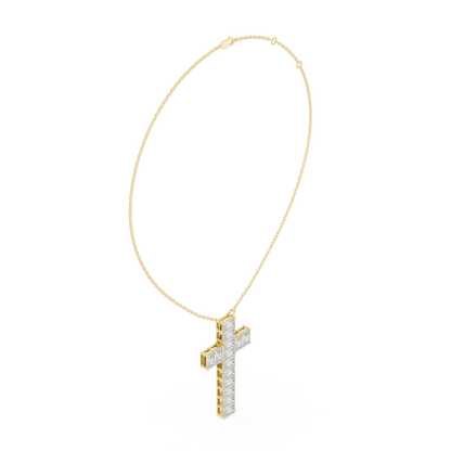 Elegant 0.5-Carat Emerald-Cut VVS Moissanite Diamond Cross Pendant