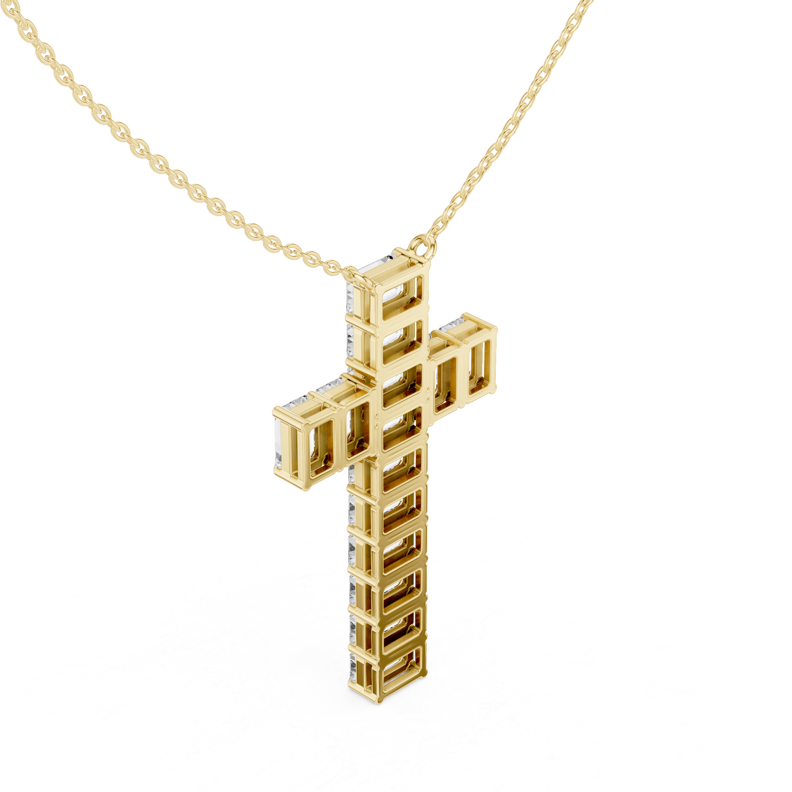 Elegant 0.5-Carat Emerald-Cut VVS Moissanite Diamond Cross Pendant