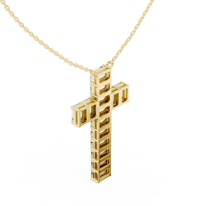 Elegant 0.5-Carat Emerald-Cut VVS Moissanite Diamond Cross Pendant