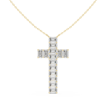 Elegant 0.5-Carat Emerald-Cut VVS Moissanite Diamond Cross Pendant