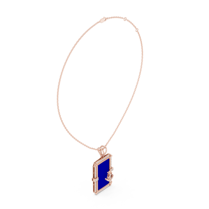 Premium Anchor Moissanite Diamond Pendant with Blue Enamel Frame