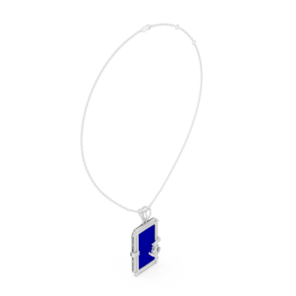 Premium Anchor Moissanite Diamond Pendant with Blue Enamel Frame