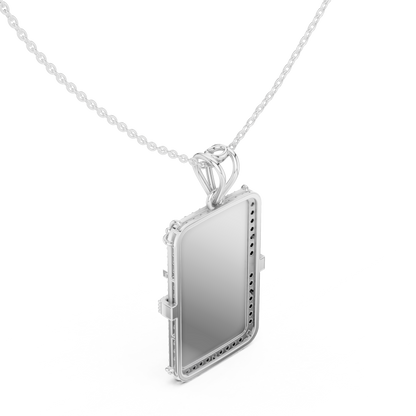 Premium Anchor Moissanite Diamond Pendant with Blue Enamel Frame