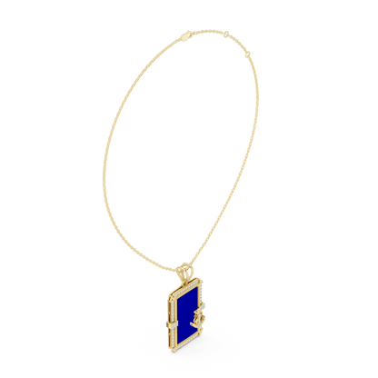 Premium Anchor Moissanite Diamond Pendant with Blue Enamel Frame