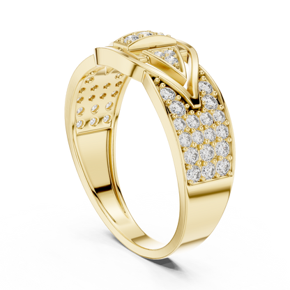 Stylish Men’s Statement Ring with Round-Cut Lab-Grown Diamonds