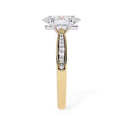 Exquisite 2 CT Oval Lab-Grown Diamond 4-Prong Pave-Set Solitaire Diamond Ring