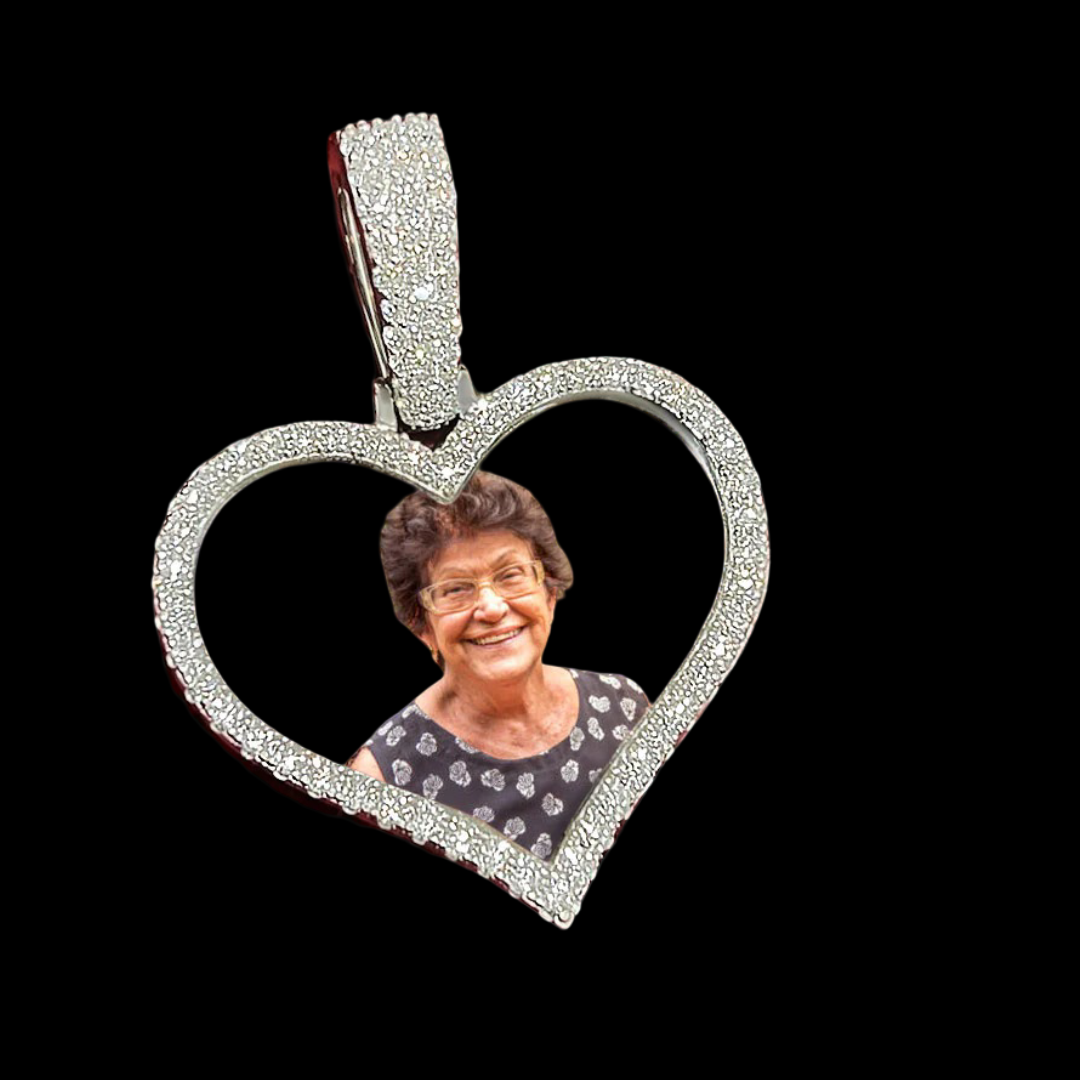 VVS Moissanite Photo Pendant, Heart Shape Custom Memory Pendant