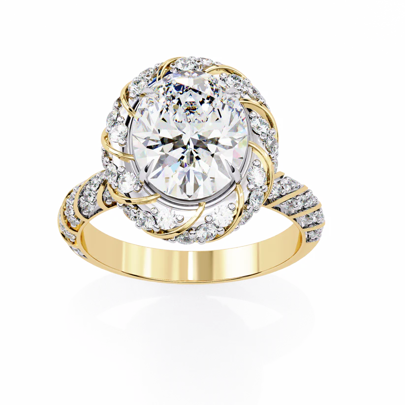 2 CT OVAL CUT LAB GROWN DIAMOND PAVE SET DIAMOND SOLITAIRE  WEDDING RING