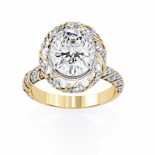 2 CT OVAL CUT LAB GROWN DIAMOND PAVE SET DIAMOND SOLITAIRE  WEDDING RING