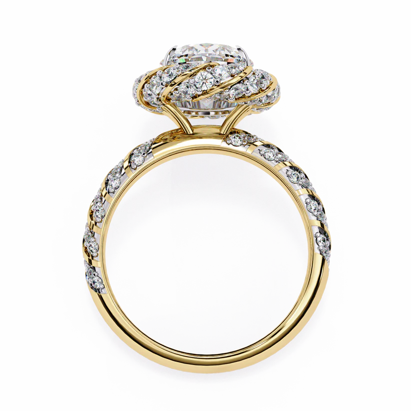 2 CT OVAL CUT LAB GROWN DIAMOND PAVE SET DIAMOND SOLITAIRE  WEDDING RING