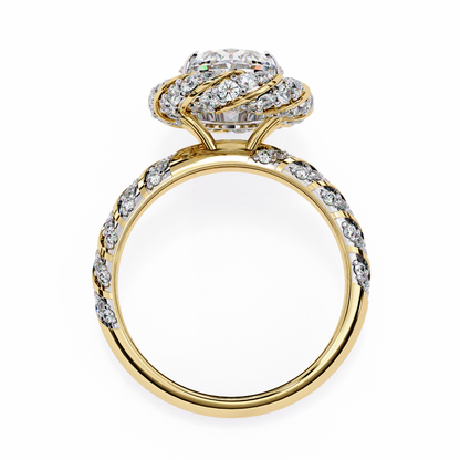 2 CT OVAL CUT LAB GROWN DIAMOND PAVE SET DIAMOND SOLITAIRE  WEDDING RING