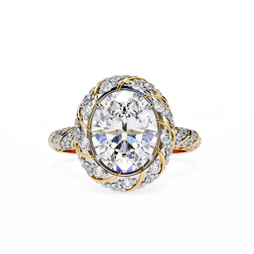 2 CT OVAL CUT LAB GROWN DIAMOND PAVE SET DIAMOND SOLITAIRE  WEDDING RING