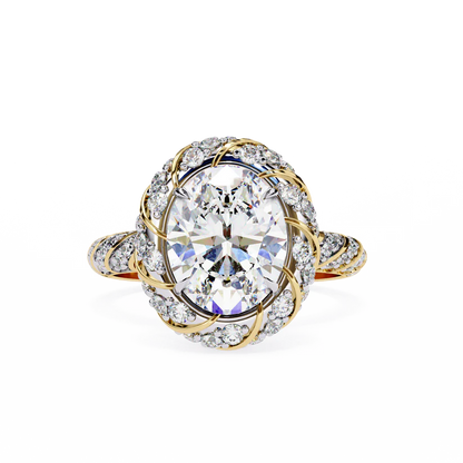 2 CT OVAL CUT LAB GROWN DIAMOND PAVE SET DIAMOND SOLITAIRE  WEDDING RING