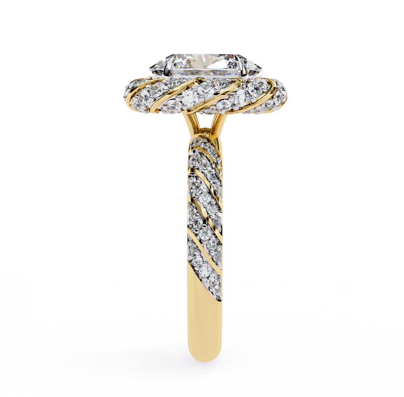 2 CT OVAL CUT LAB GROWN DIAMOND PAVE SET DIAMOND SOLITAIRE  WEDDING RING