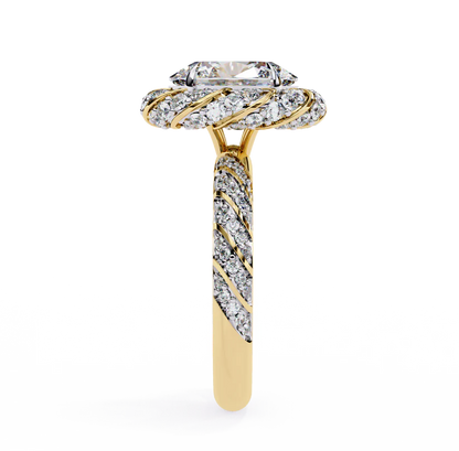 2 CT OVAL CUT LAB GROWN DIAMOND PAVE SET DIAMOND SOLITAIRE  WEDDING RING