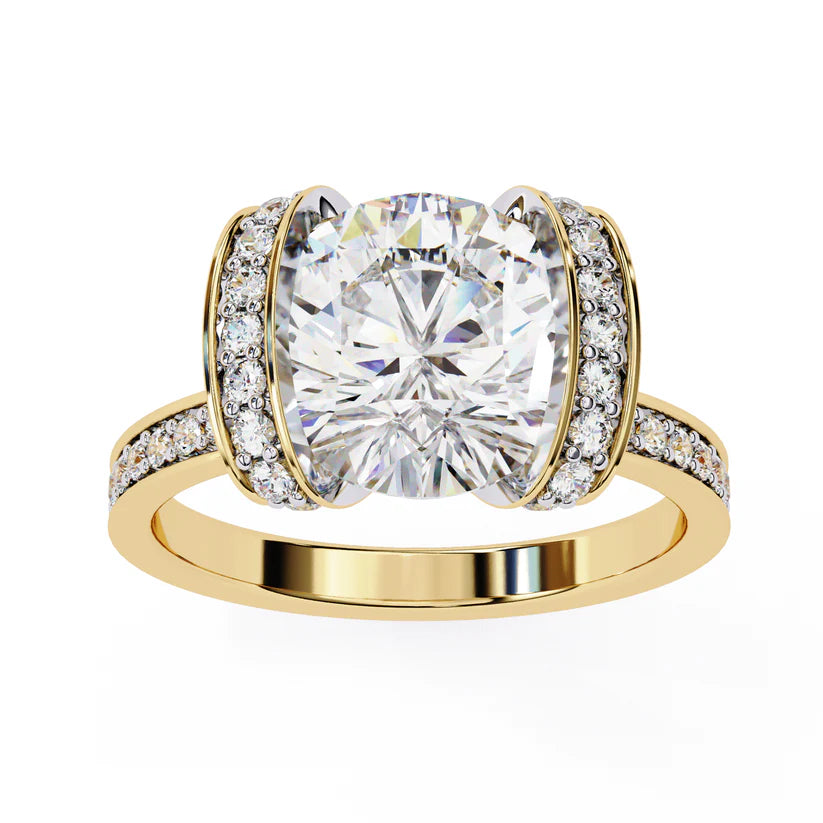 Exquisite 2 CT Round Lab-Grown Diamond Double-Halo Pave-Set Engagement Ring