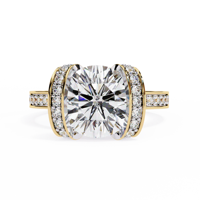 Exquisite 2 CT Round Lab-Grown Diamond Double-Halo Pave-Set Engagement Ring