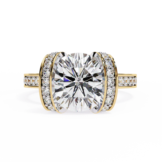 Exquisite 2 CT Round Lab-Grown Diamond Double-Halo Pave-Set Engagement Ring