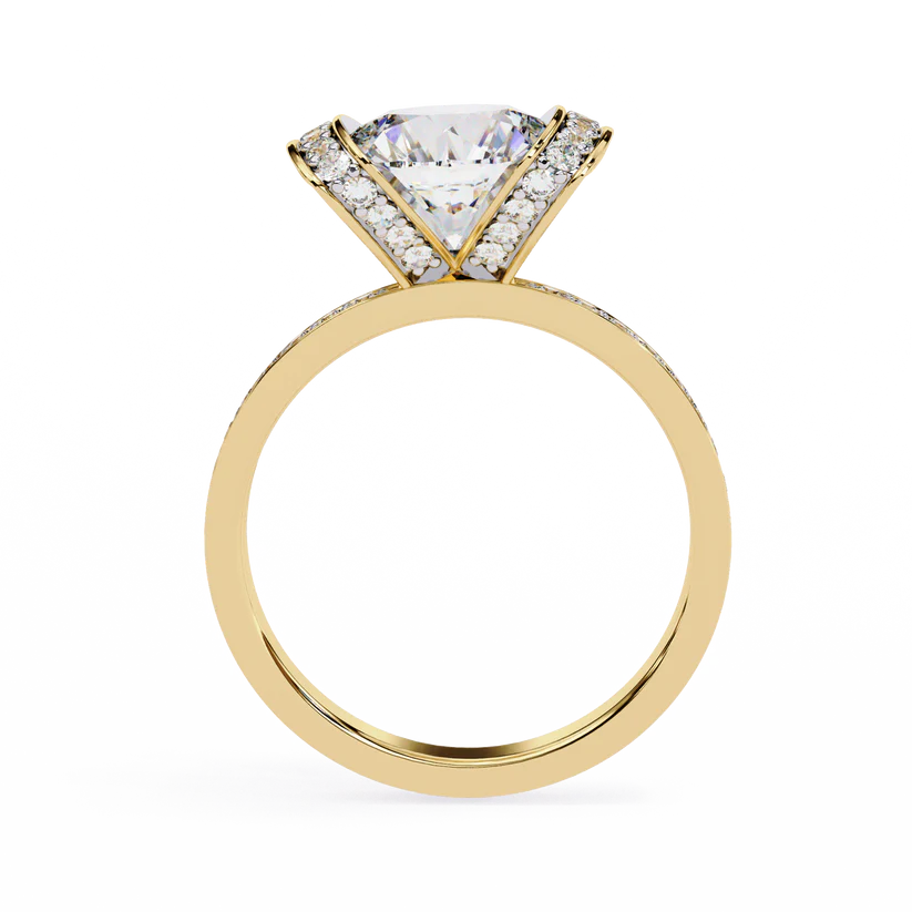 Exquisite 2 CT Round Lab-Grown Diamond Double-Halo Pave-Set Engagement Ring