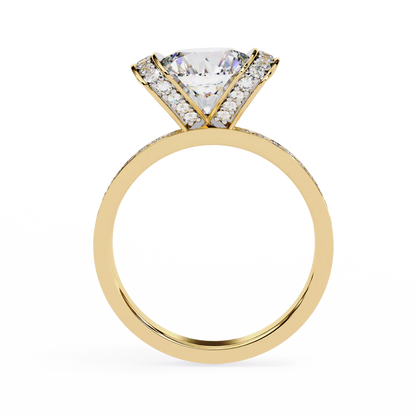 Exquisite 2 CT Round Lab-Grown Diamond Double-Halo Pave-Set Engagement Ring