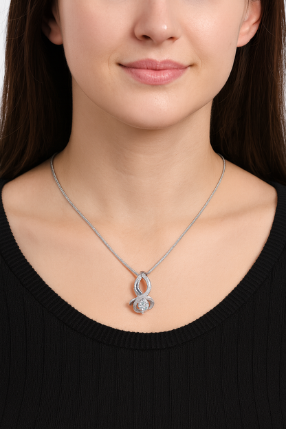 Twist Rope Knot Pendant Necklace with vvs Moissanite Diamond