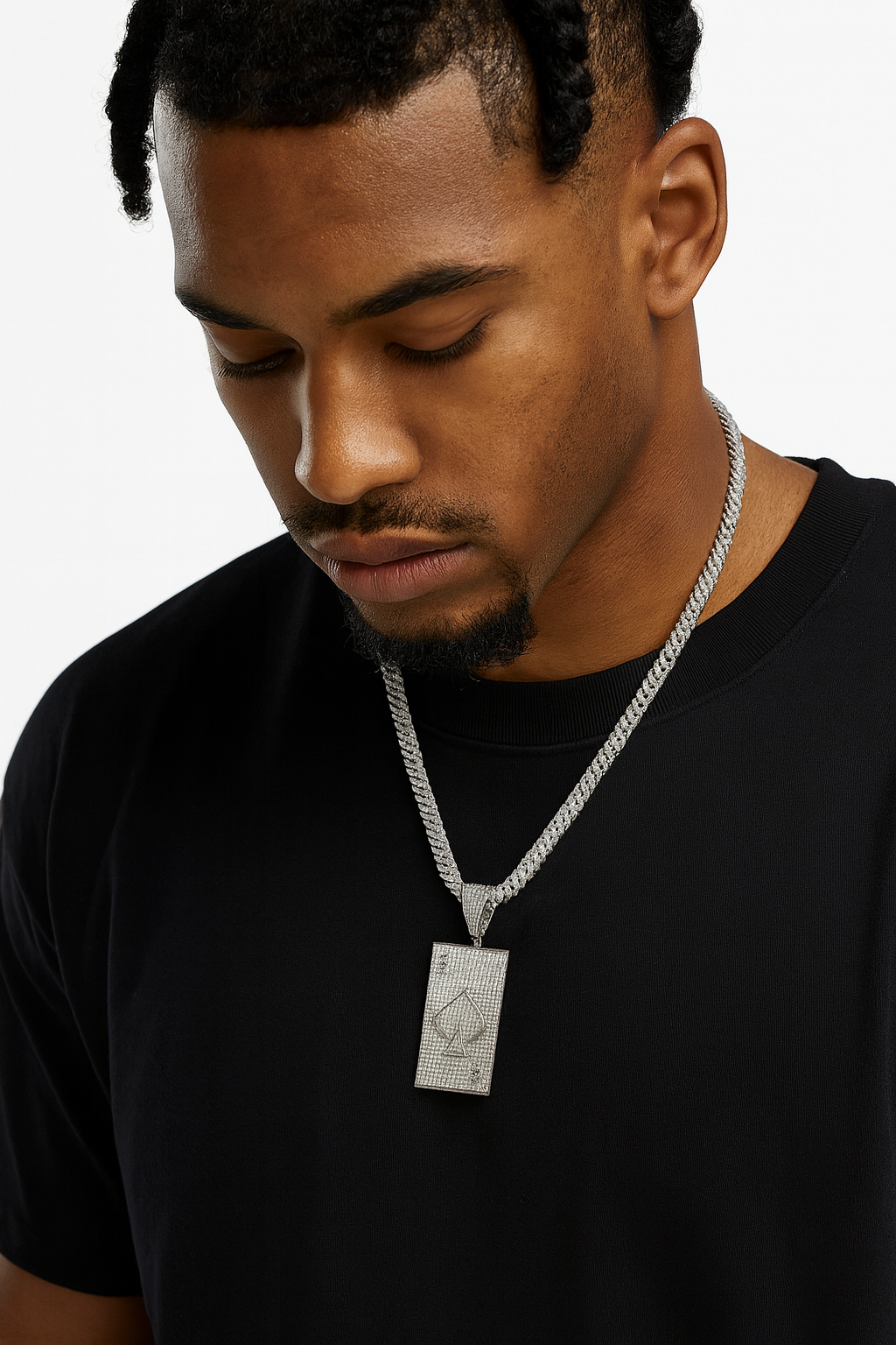 Luxury Spade Card Pendant VVS Moissanite Diamonds