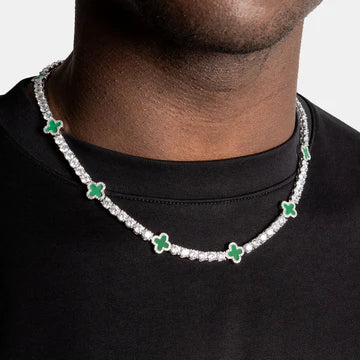 Tennis Round Cut VVS Moissanite Diamond Candy Blue Luxury Chain