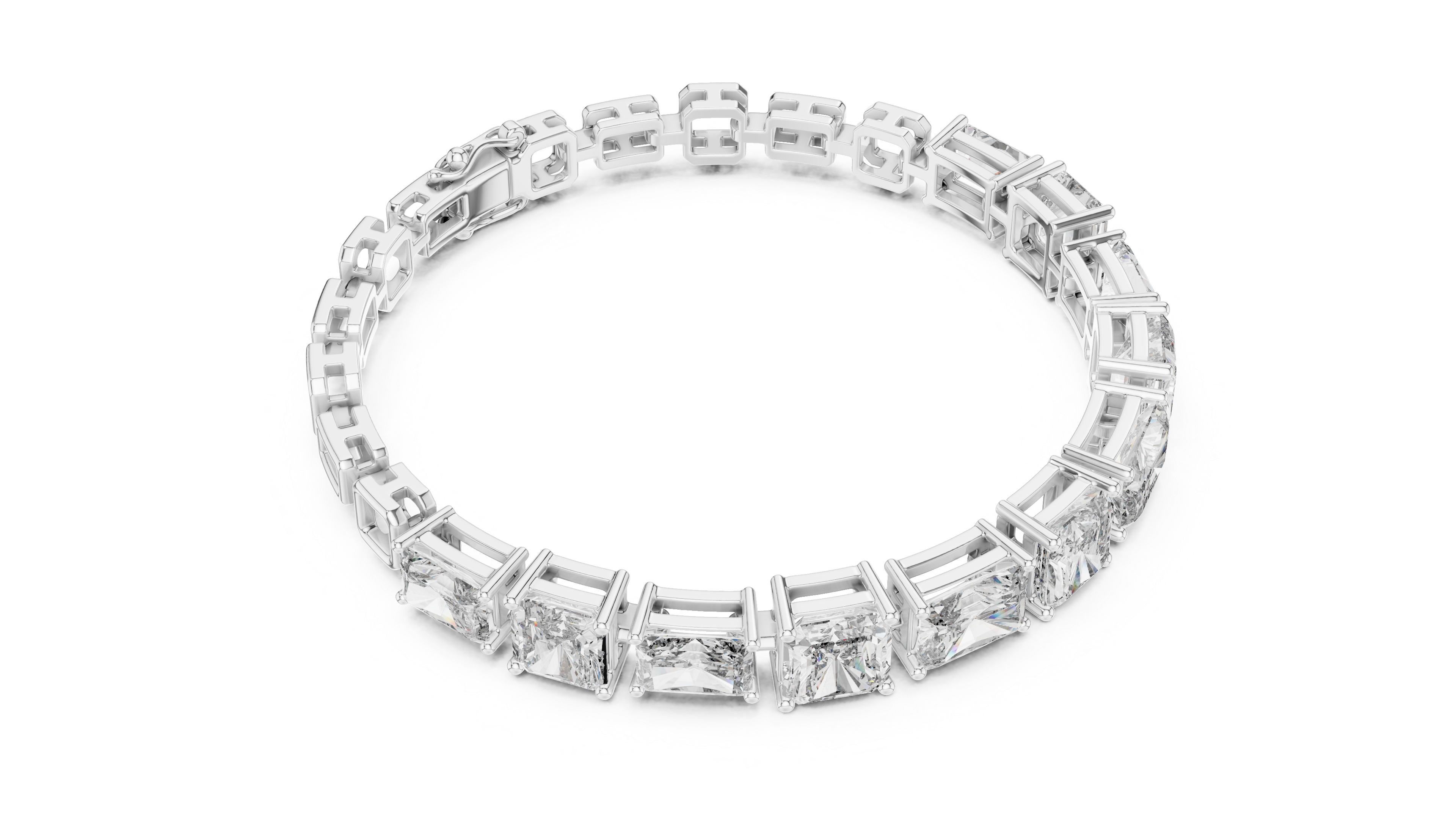 Tennis 1 CT VVS Moissanite Emerald & Baguette Cut Diamond Unique Design Unisex Bracelet