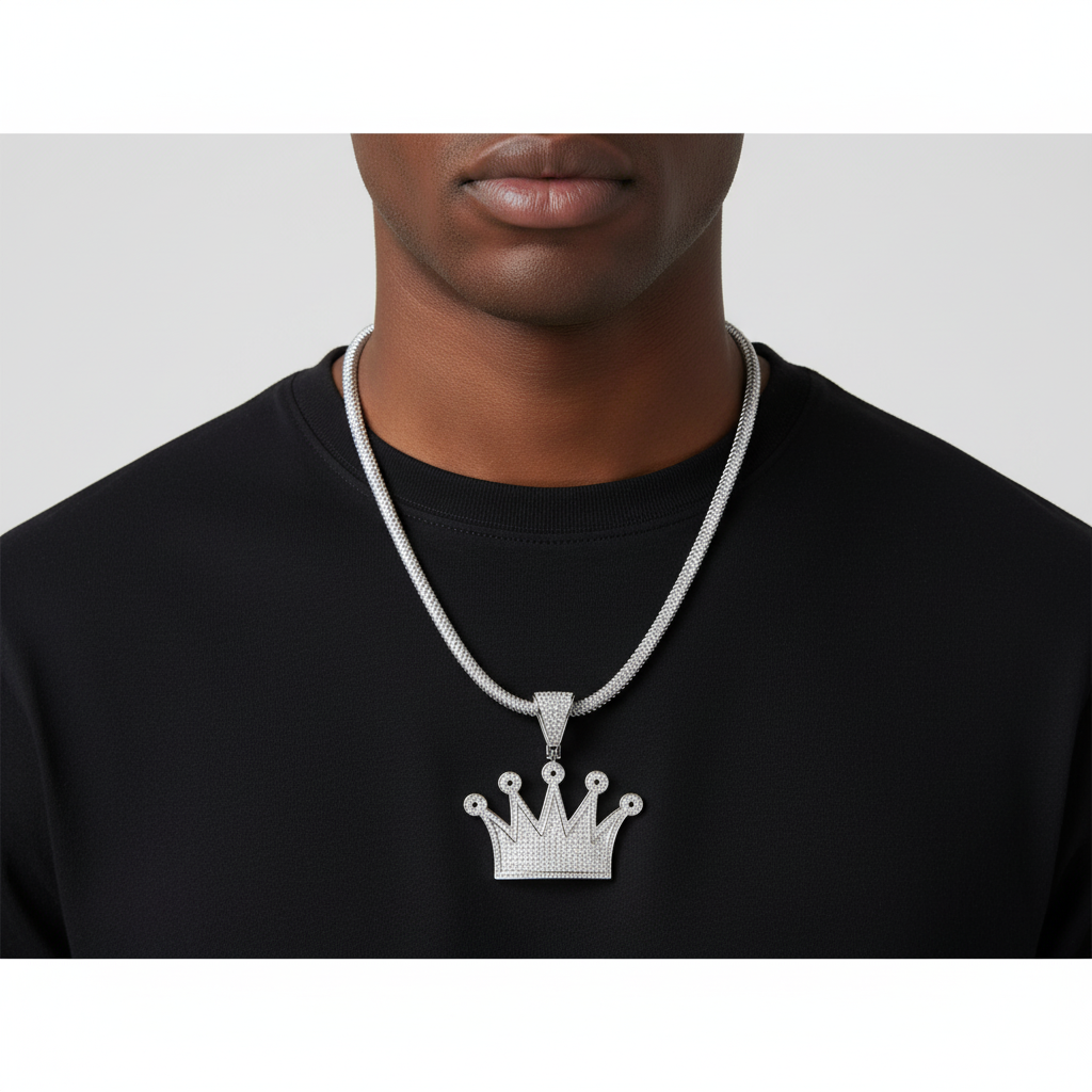 Royal Crown VVS Moissanite Diamond Pendant Iced Out King & Queen Jewelry