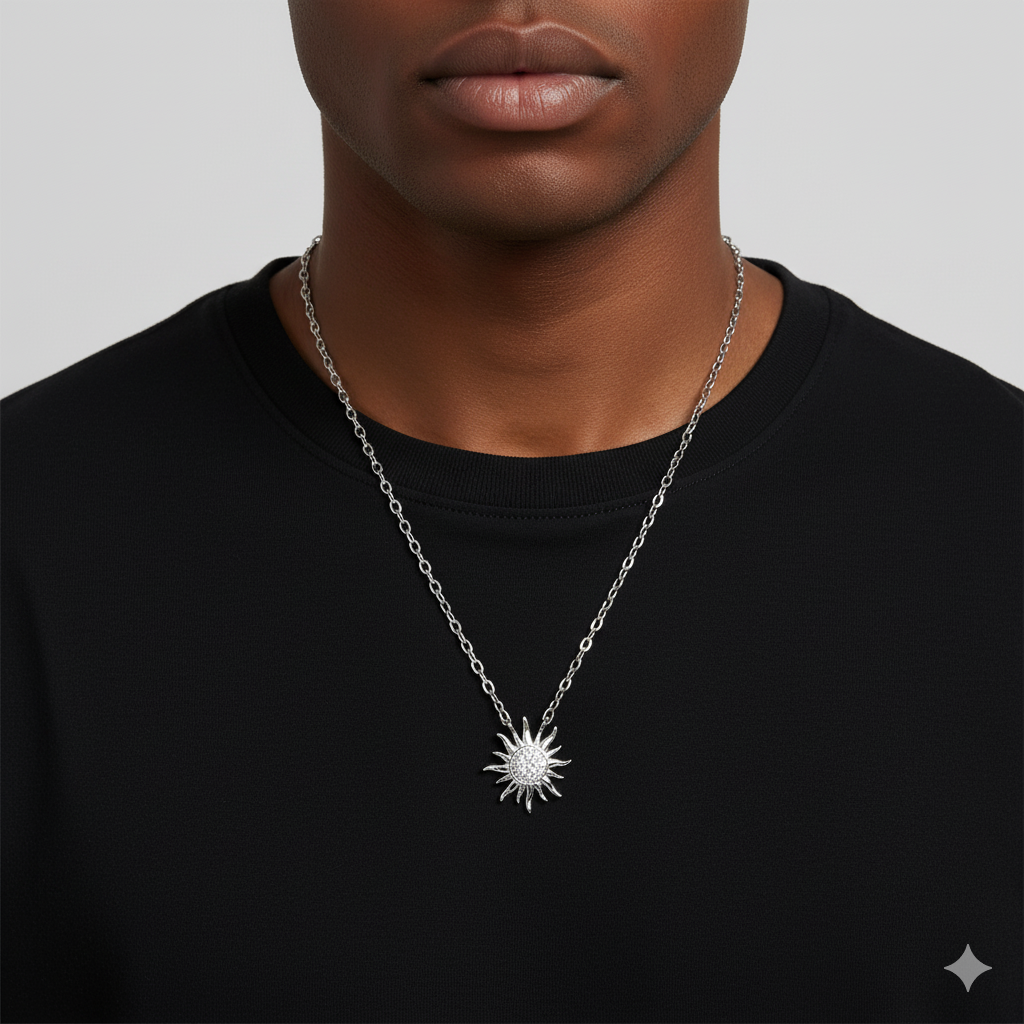 Radiant Sunburst VVS Moissanite Diamond Pendant Diamond Dazzling Sun Jewelry