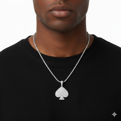 Ace of Spades VVS Moissanite Diamond Pendant Iced Out Diamond Card Symbol Jewelry