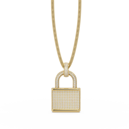 3 Ct vvs  Moissanite Diamond Lock Men's  Pendant