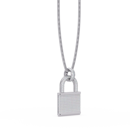 3 Ct vvs  Moissanite Diamond Lock Men's  Pendant