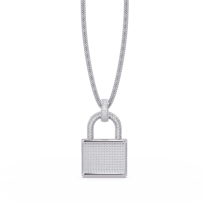 3 Ct vvs  Moissanite Diamond Lock Men's  Pendant