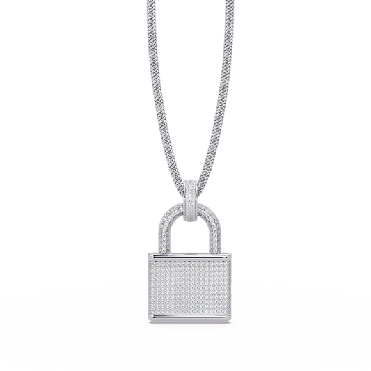 3 Ct vvs  Moissanite Diamond Lock Men's  Pendant