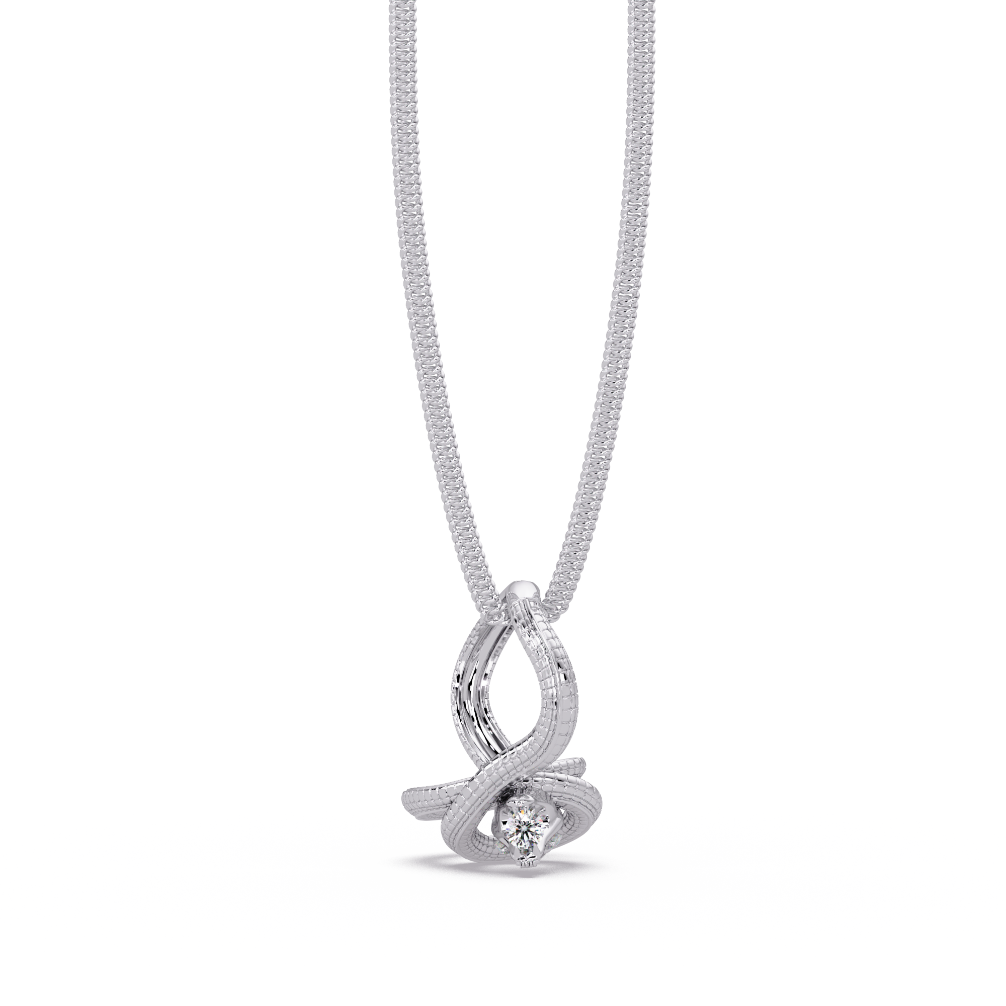Twist Rope Knot Pendant Necklace with vvs Moissanite Diamond