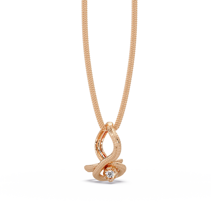 Twist Rope Knot Pendant Necklace with vvs Moissanite Diamond