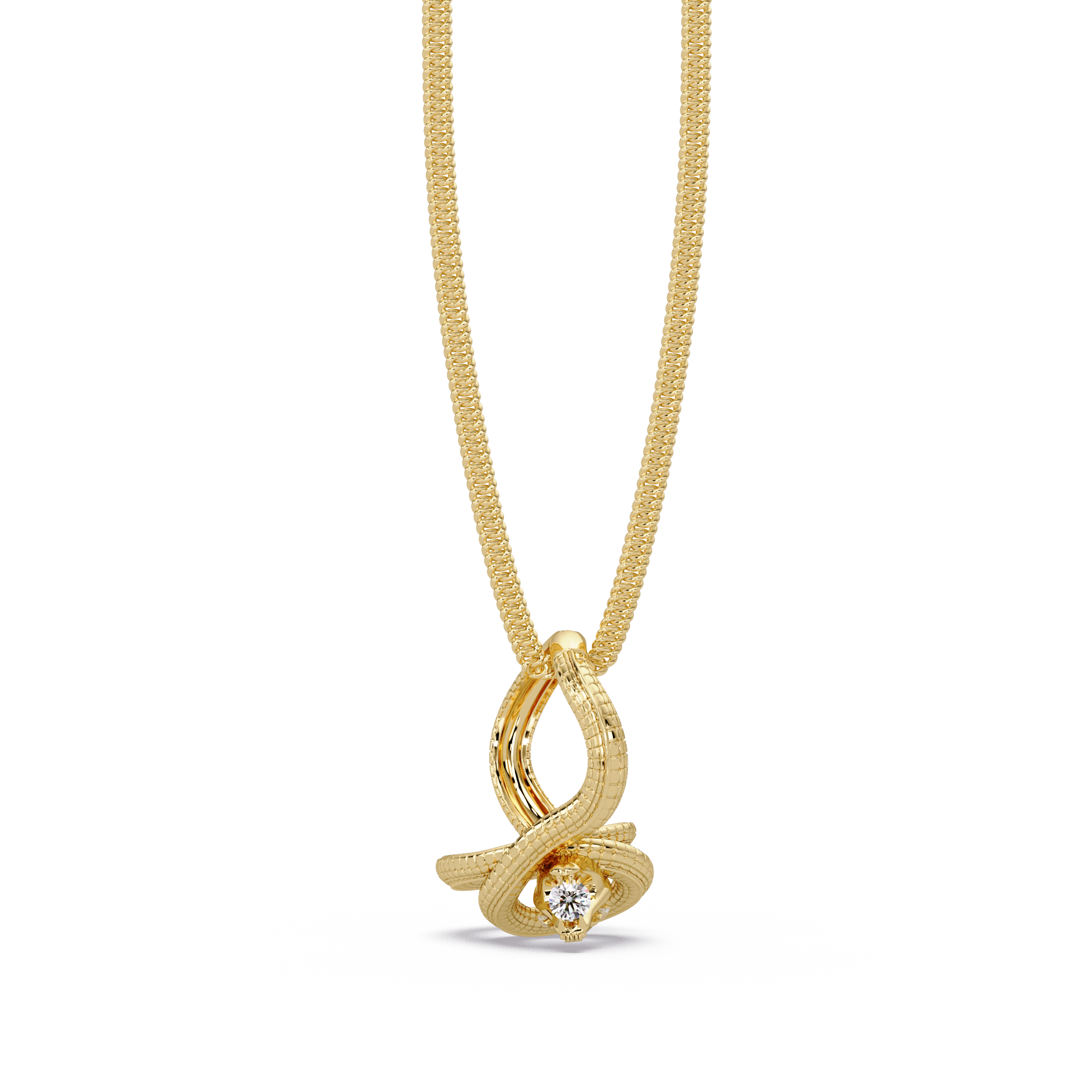Twist Rope Knot Pendant Necklace with vvs Moissanite Diamond