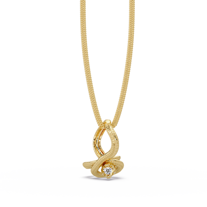 Twist Rope Knot Pendant Necklace with vvs Moissanite Diamond