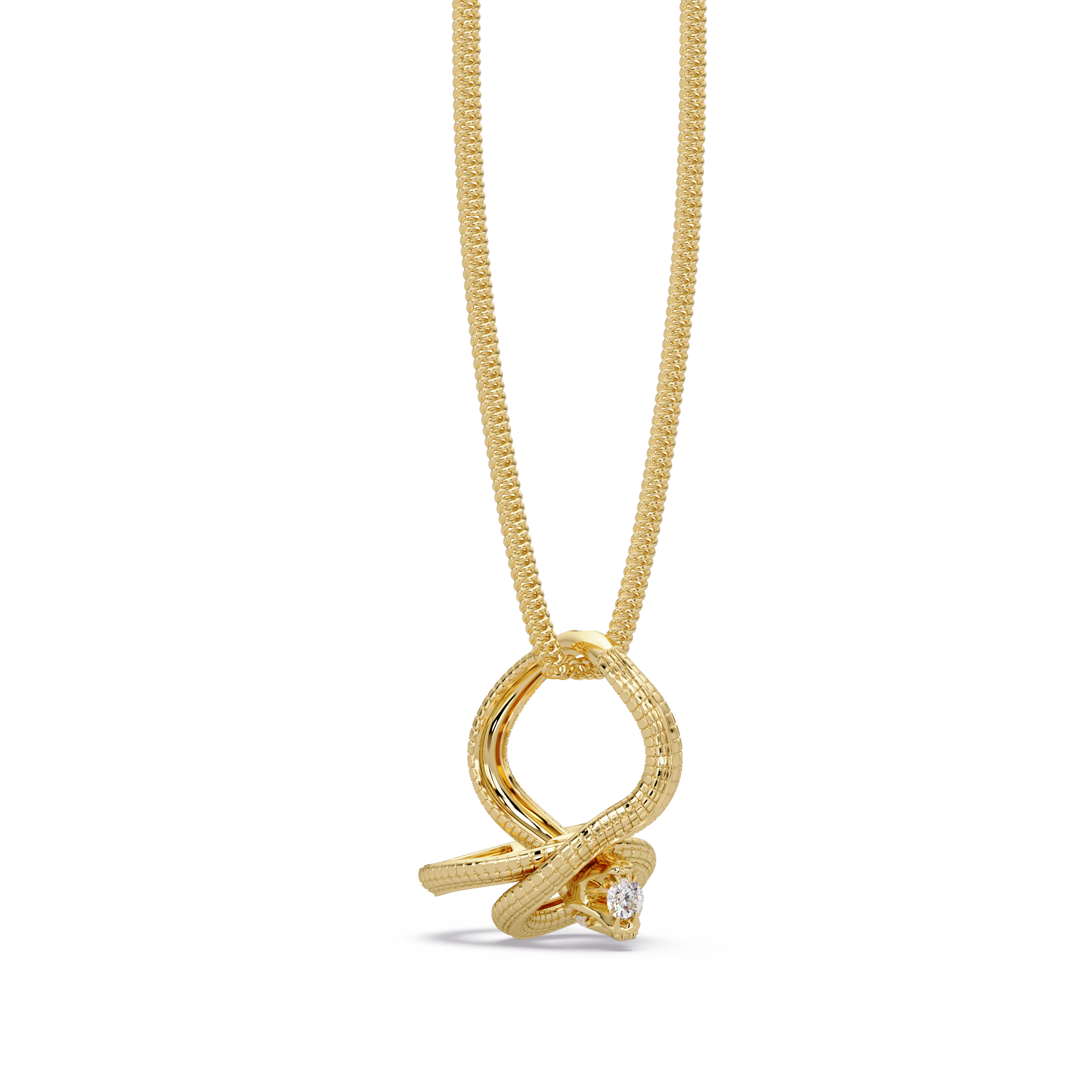 Twist Rope Knot Pendant Necklace with vvs Moissanite Diamond