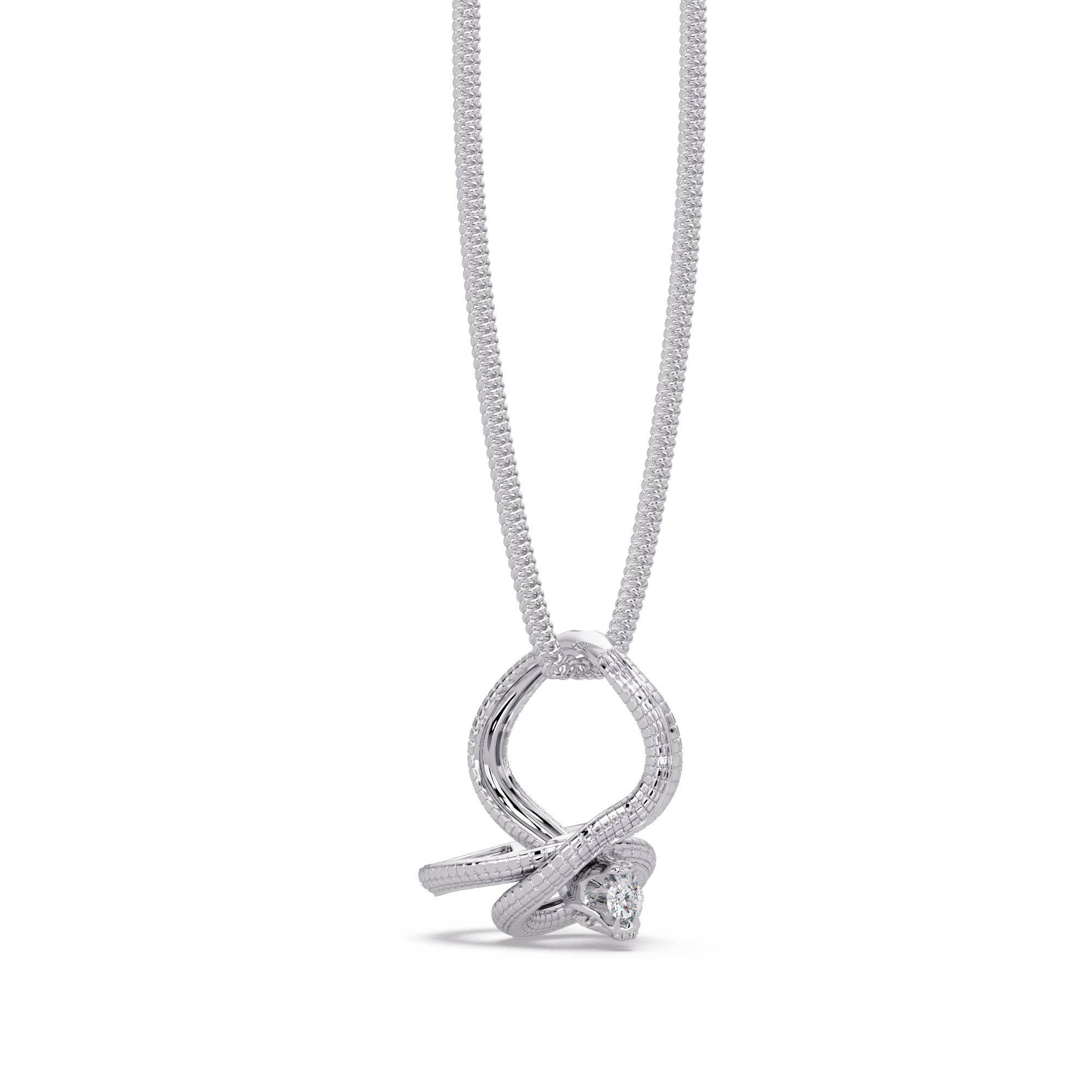 Twist Rope Knot Pendant Necklace with vvs Moissanite Diamond
