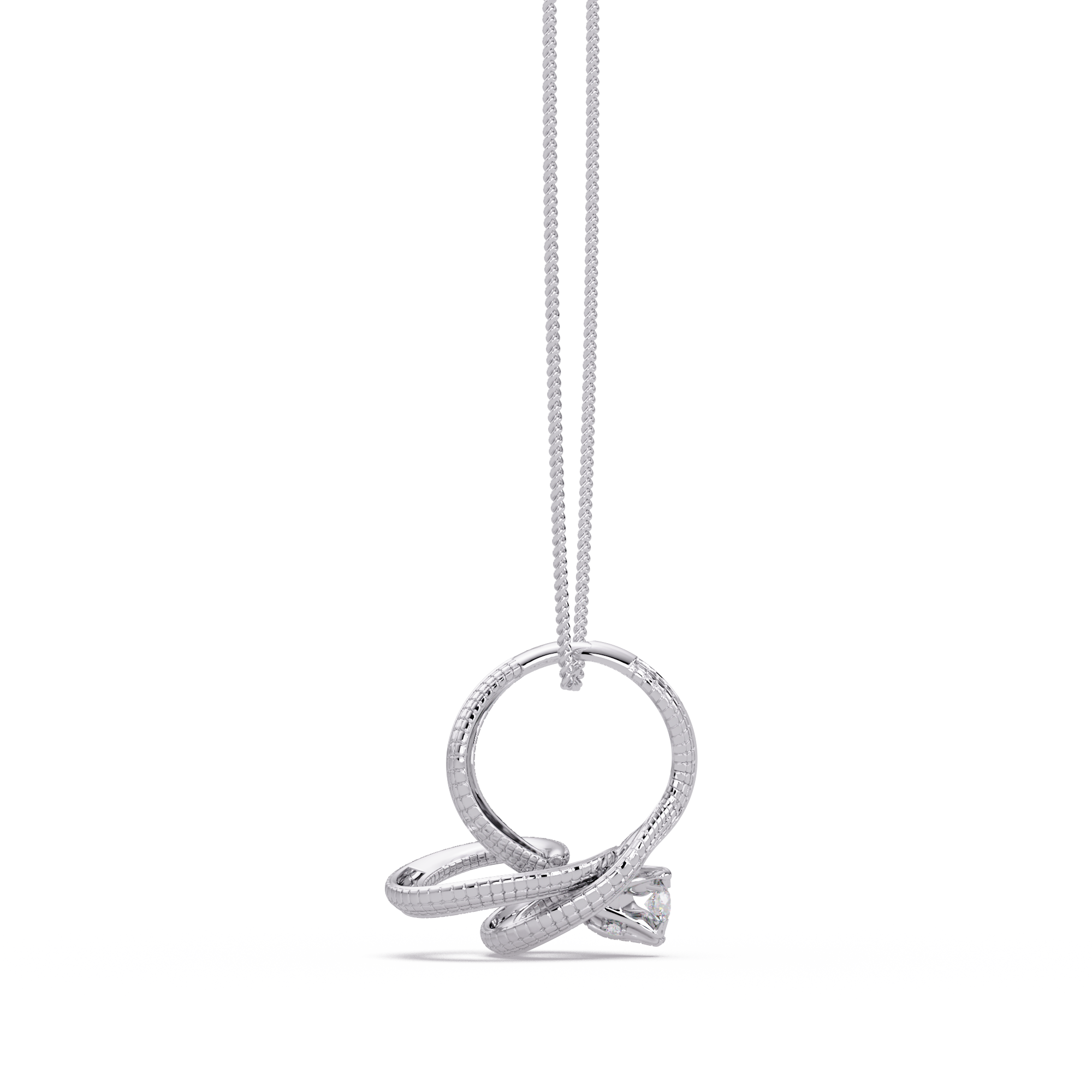 Twist Rope Knot Pendant Necklace with vvs Moissanite Diamond