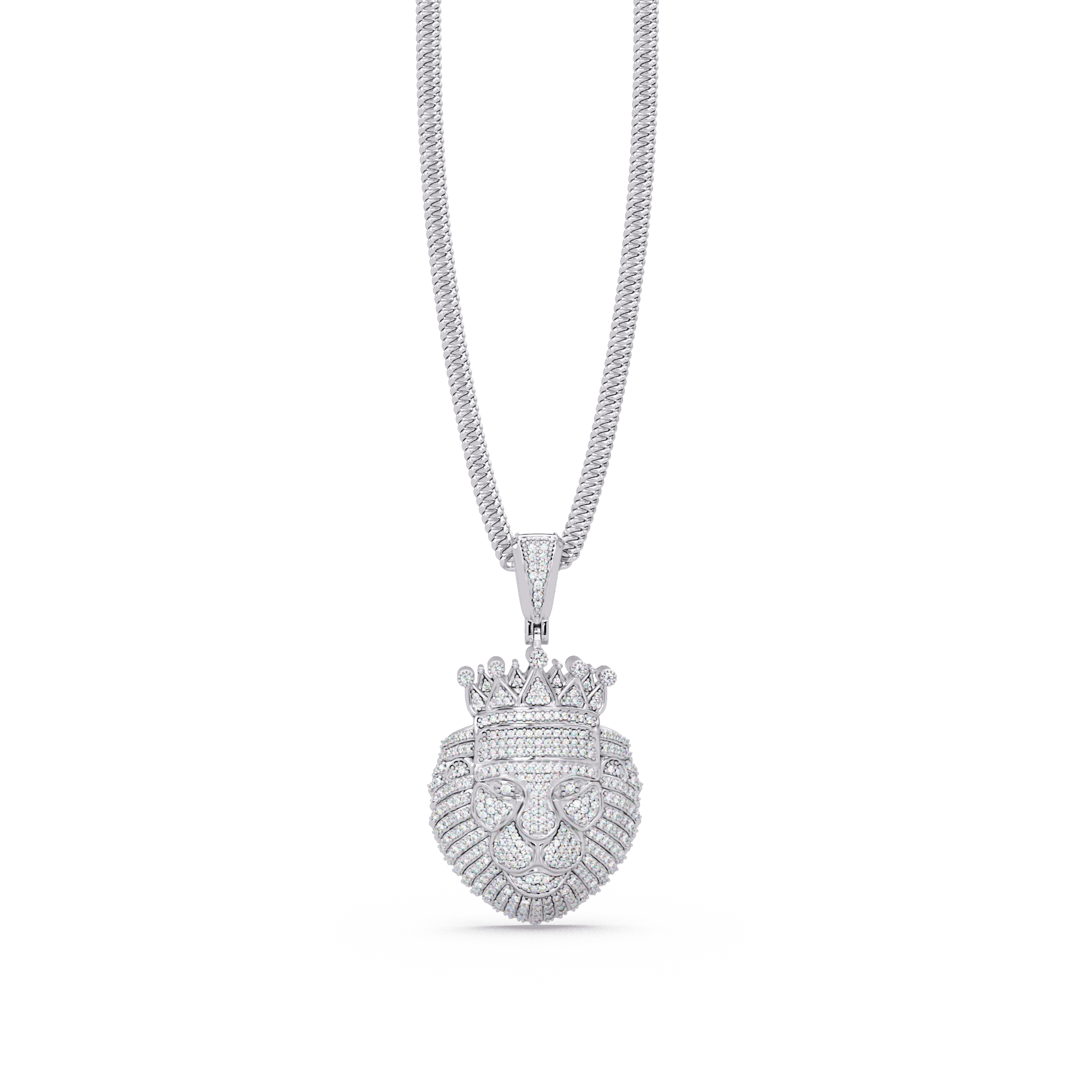 Crown Lion Head VVS Moissanite Diamond Statement Pendant