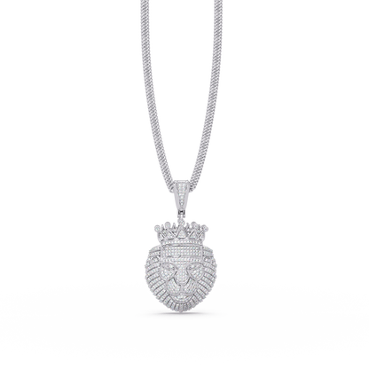 Crown Lion Head VVS Moissanite Diamond Statement Pendant