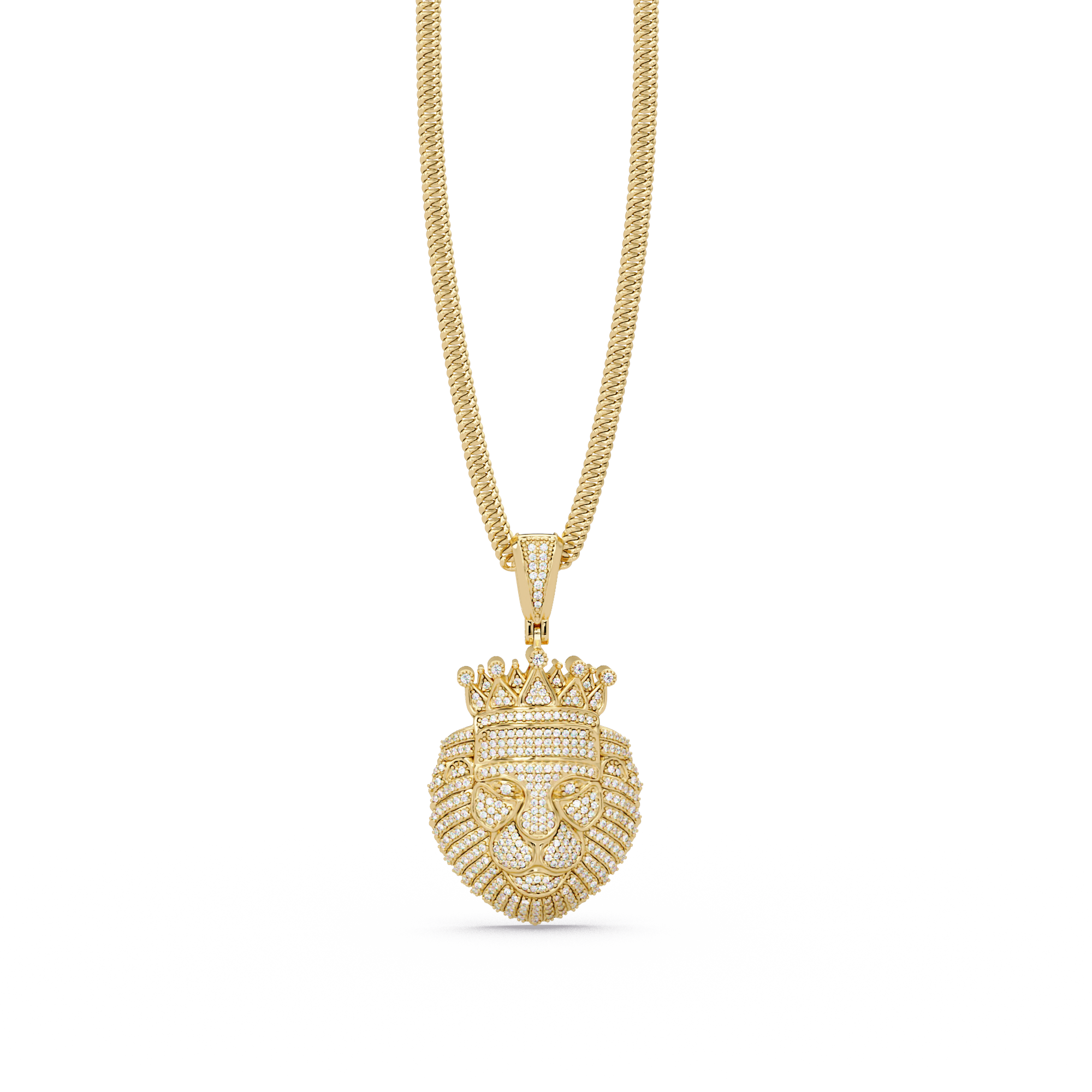 Crown Lion Head VVS Moissanite Diamond Statement Pendant